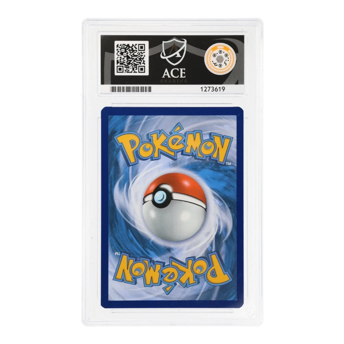 RichRevived Arceus V SWSH204 Black Star Promo Pokemon card in an ACE 9 Mint graded slab, back view.