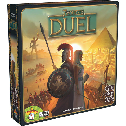 7 Wonders Duel two-player board game box, Repos Production civilisation card drafting game