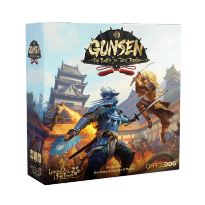 Gunsen The Battle for Toshi Ranbo board game box shown front right three quarter view