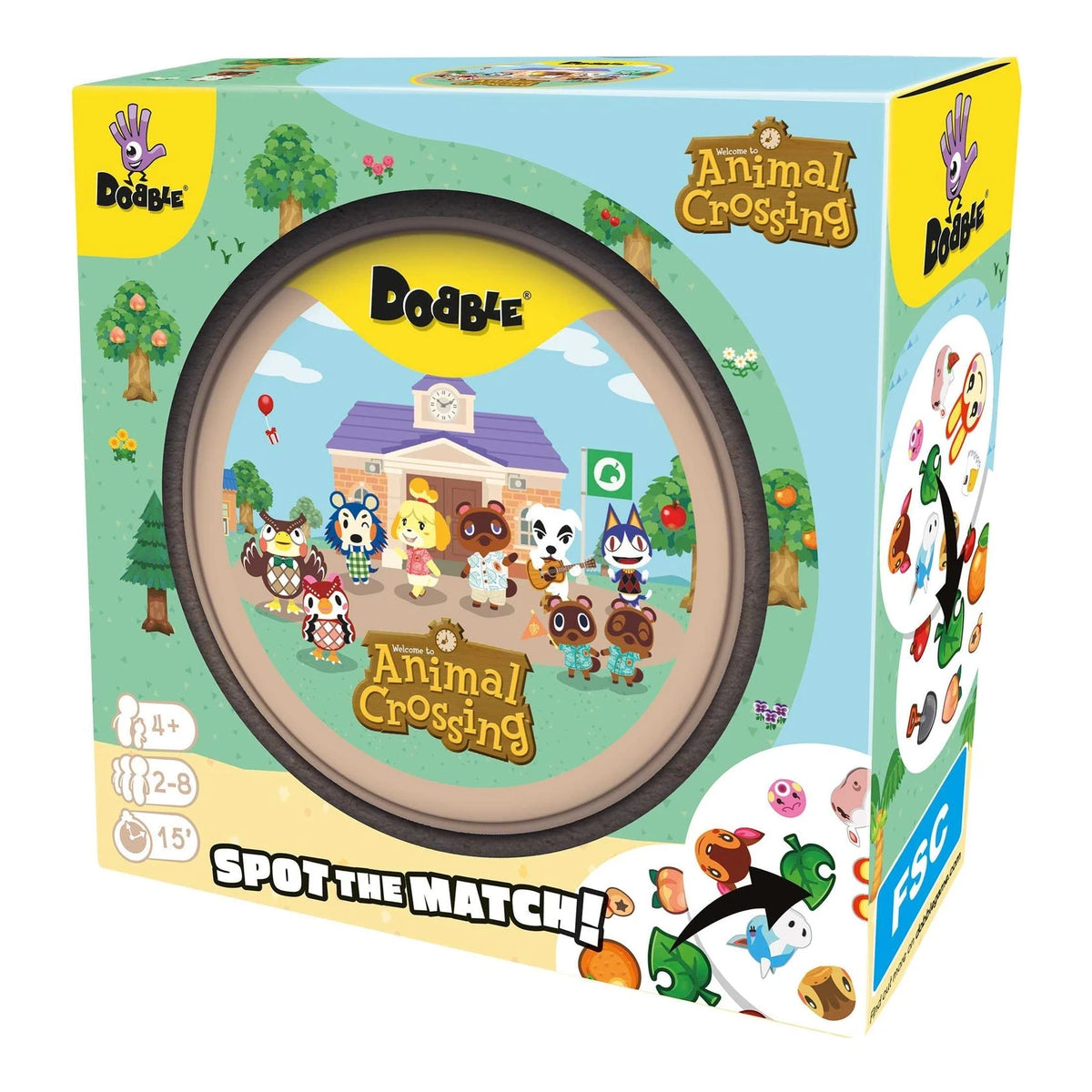 Animal Crossing Dobble card game box, main product shot