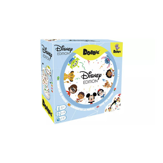 Dobble Disney symbol-spotting card game tin, front
