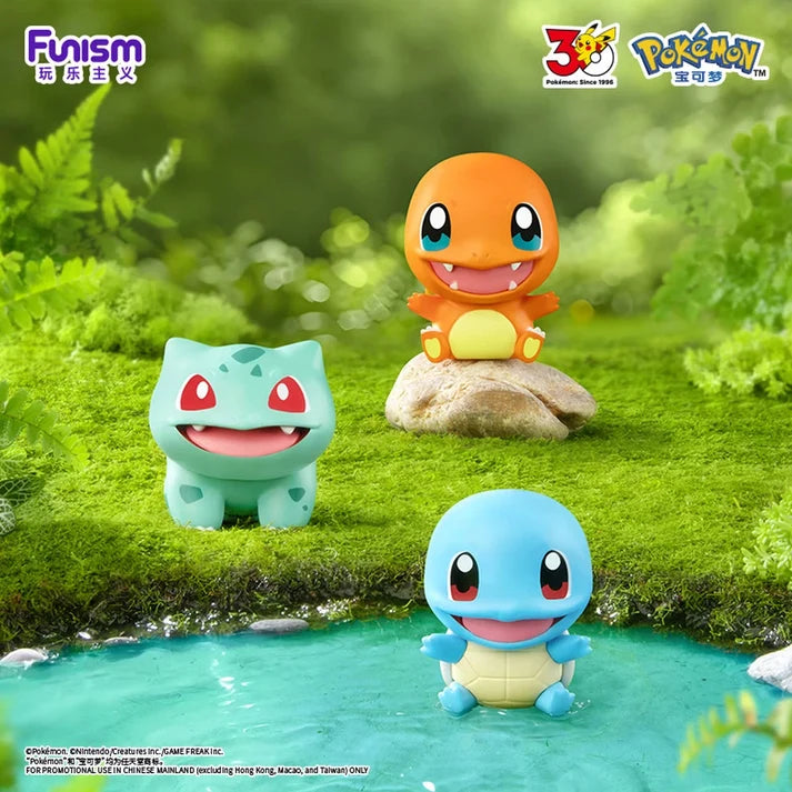 Funism Pokémon Palmsize Wonders First Partner figures displayed with matching Poké Balls