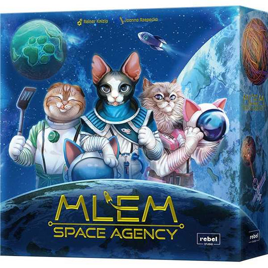 MLEM Space Agency push-your-luck family board game box by Rebel Studio