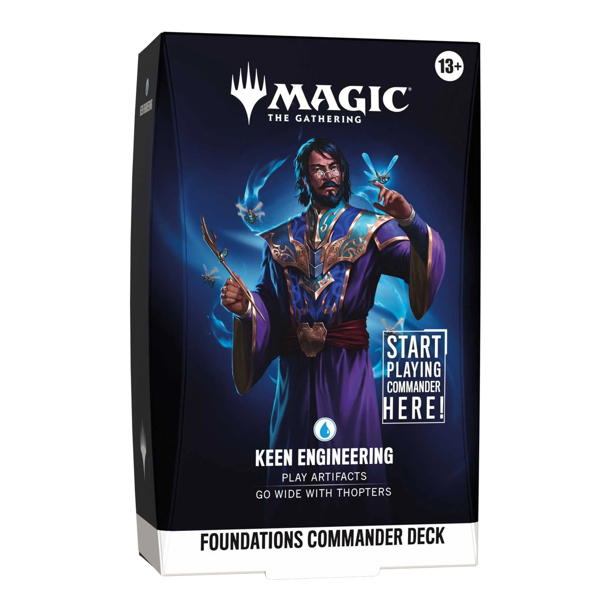Magic: The Gathering Foundations Commander Deck Keen Engineering box, mono-blue artifacts, English edition