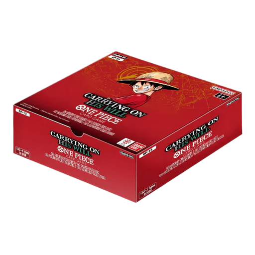 One Piece TCG OP-13 Carrying on His Will booster box with Ace artwork, white background official render