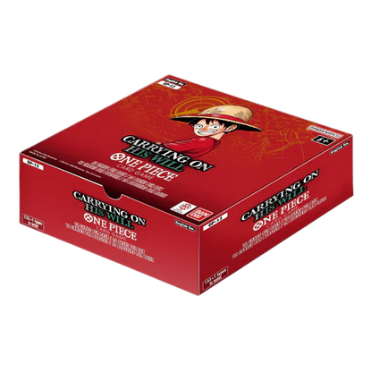 One Piece TCG OP-13 Carrying on His Will booster box with Ace artwork, white background official render