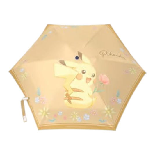 Pokémon Pikachu and Flowers Umbrella, foldable umbrella opened to show the floral print