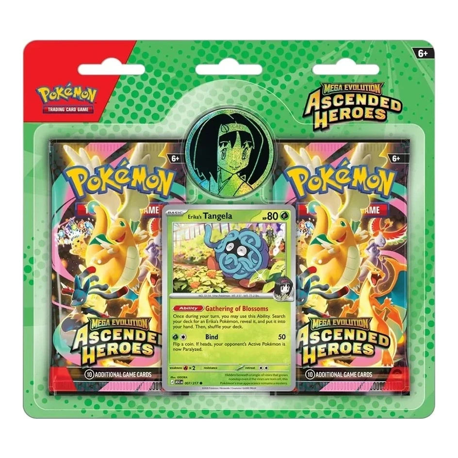 Pokémon TCG Ascended Heroes two-pack blister with Erika's Tangela