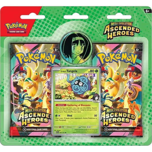 Pokémon TCG Ascended Heroes two-pack blister with Erika's Tangela