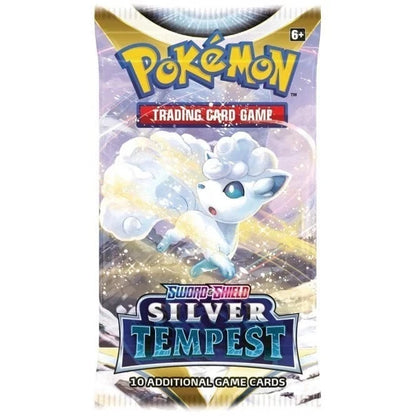 Pokémon Silver Tempest English booster pack, Alolan Vulpix artwork, factory sealed