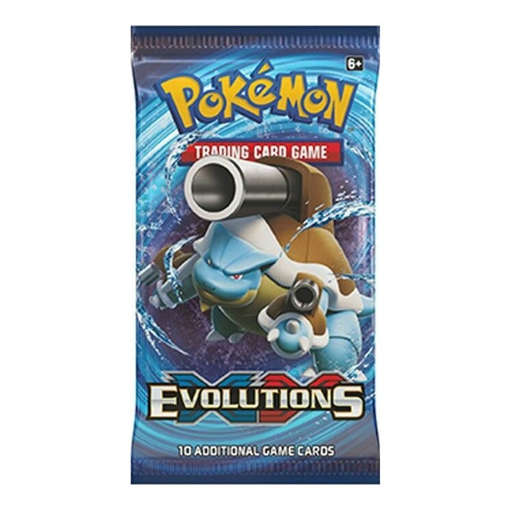 Sealed English Pokémon TCG XY Evolutions booster pack, M Blastoise wrapper artwork