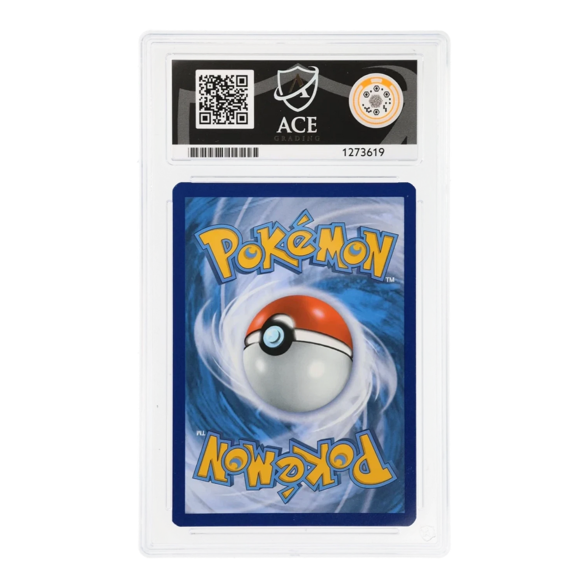 RichRevived Arceus V SWSH204 Black Star Promo Pokemon card in an ACE 9 Mint graded slab, back view.