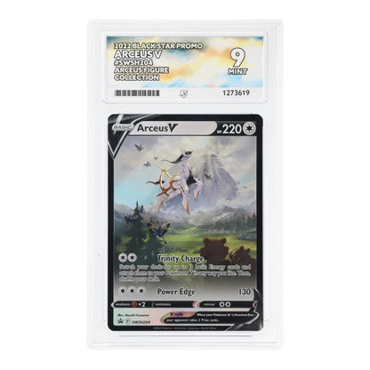 RichRevived Arceus V SWSH204 Black Star Promo card in an ACE 9 Mint graded slab featuring detailed landscape artwork