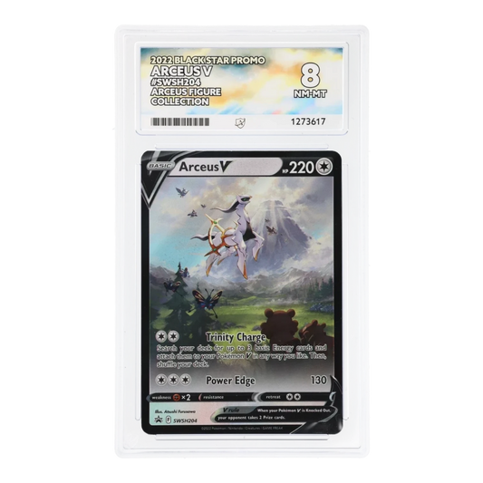 RichRevived graded Arceus V SWSH204 Black Star Promo card in an ACE 8 NM-MT protective slab