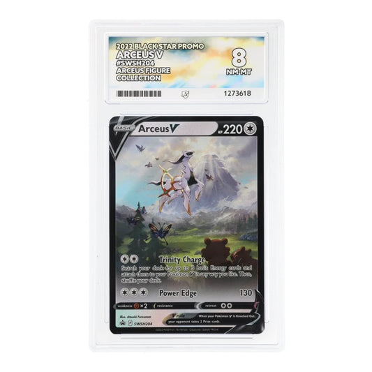 RichRevived graded Arceus V SWSH204 Black Star Promo card in an ACE 8 NM-MT protective slab