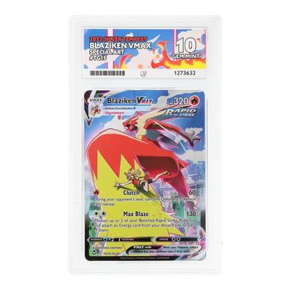 RichRevived Blaziken VMAX TG15 Silver Tempest special art Pokémon card in an ACE 10 Gem Mint graded slab