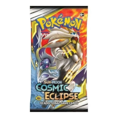 RichRevived Pokémon TCG Cosmic Eclipse booster pack featuring Solgaleo and Lunala artwork