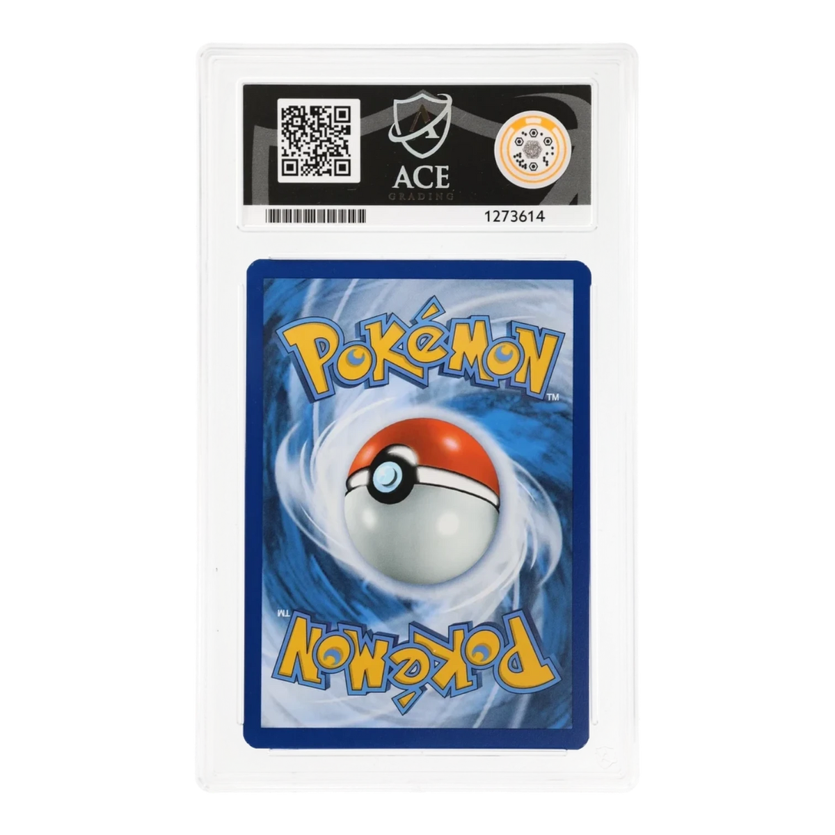 RichRevived ACE 9 Mint graded Eevee 133/165 Pokemon card back view in a protective plastic slab