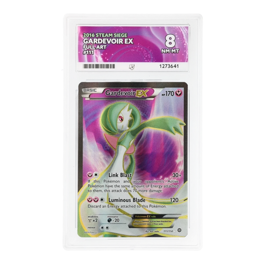 RichRevived graded Gardevoir EX 111/114 Full Art card from 2016 Steam Siege in an ACE 8 NM-MT protective slab
