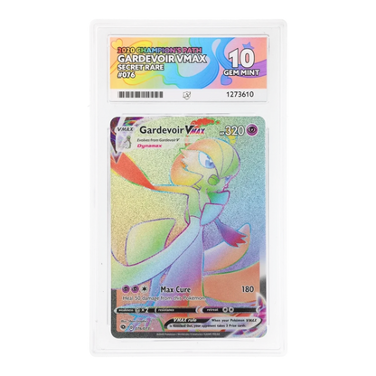RichRevived Gardevoir VMAX 076/073 Secret Rare Pokémon card from Champion's Path, graded ACE 10 Gem Mint in a slab.