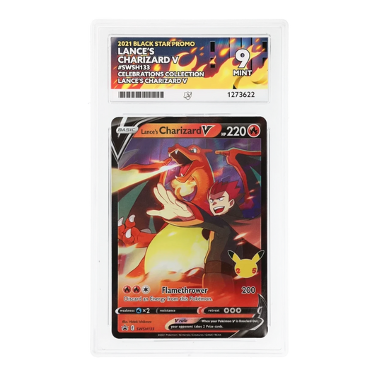 RichRevived graded Lance's Charizard V SWSH133 Black Star Promo card in an ACE 9 Mint slab