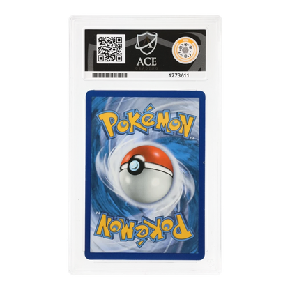 RichRevived graded Lapras VMAX 203/202 secret rare Pokemon card in ACE 6 slab, back view showing Poke Ball design.