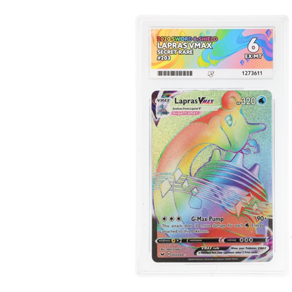 RichRevived graded Lapras VMAX 203/202 Secret Rare Pokemon card from Sword & Shield in an ACE 6 slab