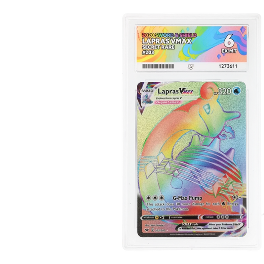 RichRevived graded Lapras VMAX 203/202 Secret Rare Pokemon card from Sword & Shield in an ACE 6 slab