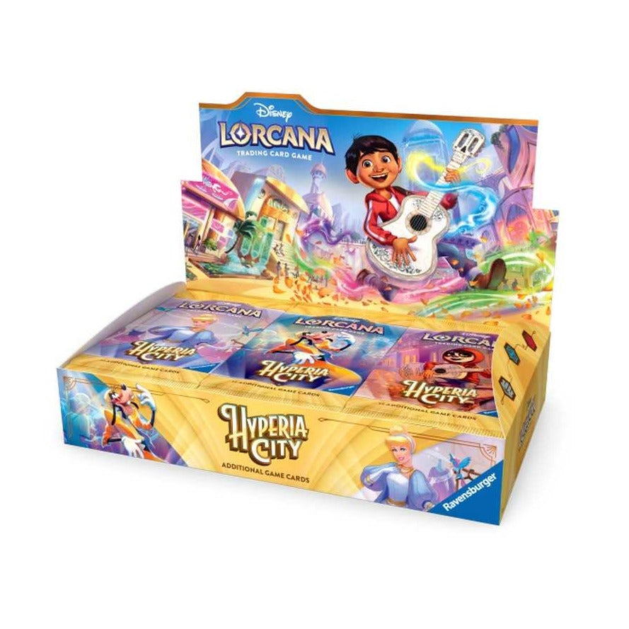Lorcana Hyperia City booster box, Set 14 — 24 sealed packs in the open display