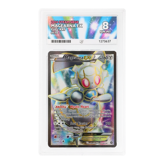 RichRevived graded Magearna EX 110/114 Full Art Pokemon card from Steam Siege set in ACE 8 NM-MT slab