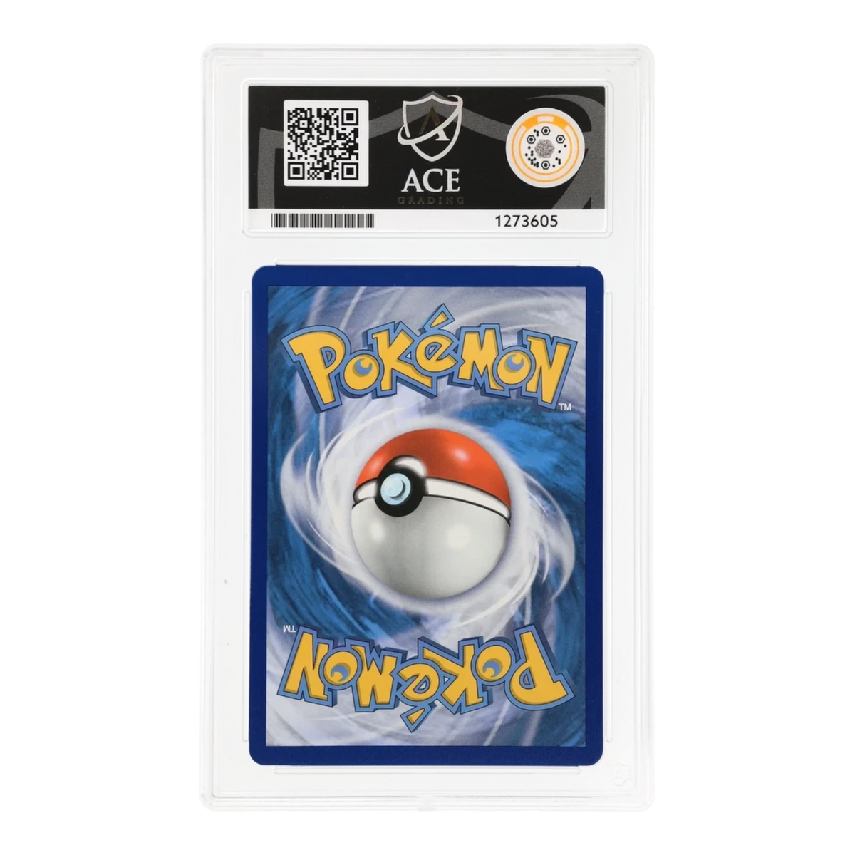 RichRevived ACE 10 Gem Mint graded Pokemon card back view featuring the classic blue and white Poke Ball design