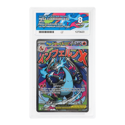 RichRevived graded Mega Charizard X ex 023 Black Star Promo card in an ACE 8 NM-MT protective slab