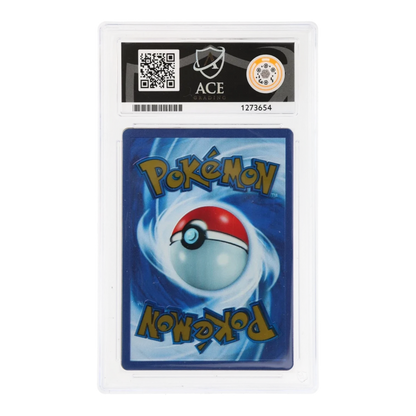 RichRevived graded Mew ex 205/165 metal Pokemon card in ACE 9 Mint slab, back view showing classic card design