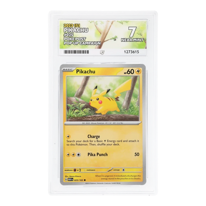 RichRevived graded Pikachu 025/165 Pokemon card from the 2023 151 set in an ACE 7 Near Mint protective slab