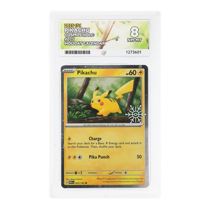 RichRevived graded Pikachu 025/165 Cosmos Holo card from 151 Holiday Calendar in ACE 8 NM-MT slab