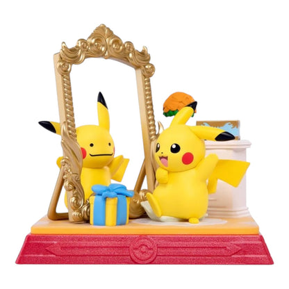 RichRevived Pikachu and Friend blind box figure featuring Pikachu looking at a Ditto reflection in a gold mirror