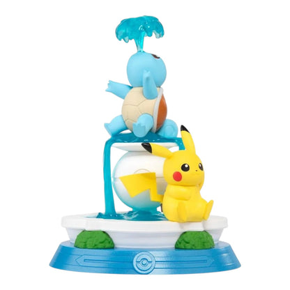 RichRevived Pokémon Pikachu and Squirtle fountain figure featuring a blue water effect on a white and blue base