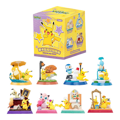 RichRevived Pokémon Pikachu and Friend blind box packaging with eight collectible miniature figures featuring Pikachu.