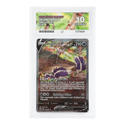 RichRevived graded Skuntank V 181/195 Special Art card from Silver Tempest in an ACE 10 Gem Mint plastic slab