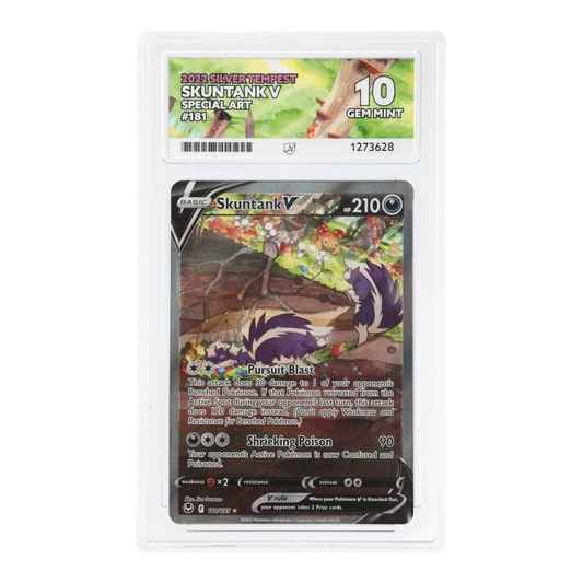 RichRevived graded Skuntank V 181/195 Special Art card from Silver Tempest in an ACE 10 Gem Mint plastic slab