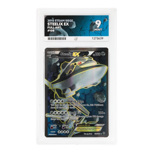 RichRevived Steelix EX 108/114 Full Art Steam Siege Pokemon card graded ACE 9 Mint in a protective plastic slab