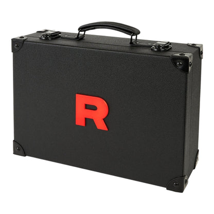 RichRevived Team Rocket's Grand Scheme black faux-leather briefcase with a red R logo for Pokémon TCG collectors