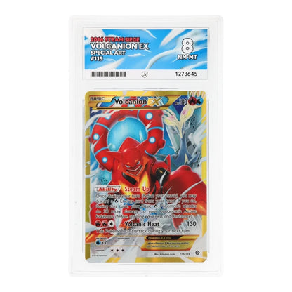 RichRevived Volcanion EX 115/114 Special Art Steam Siege card in an ACE 8 NM-MT graded protective slab